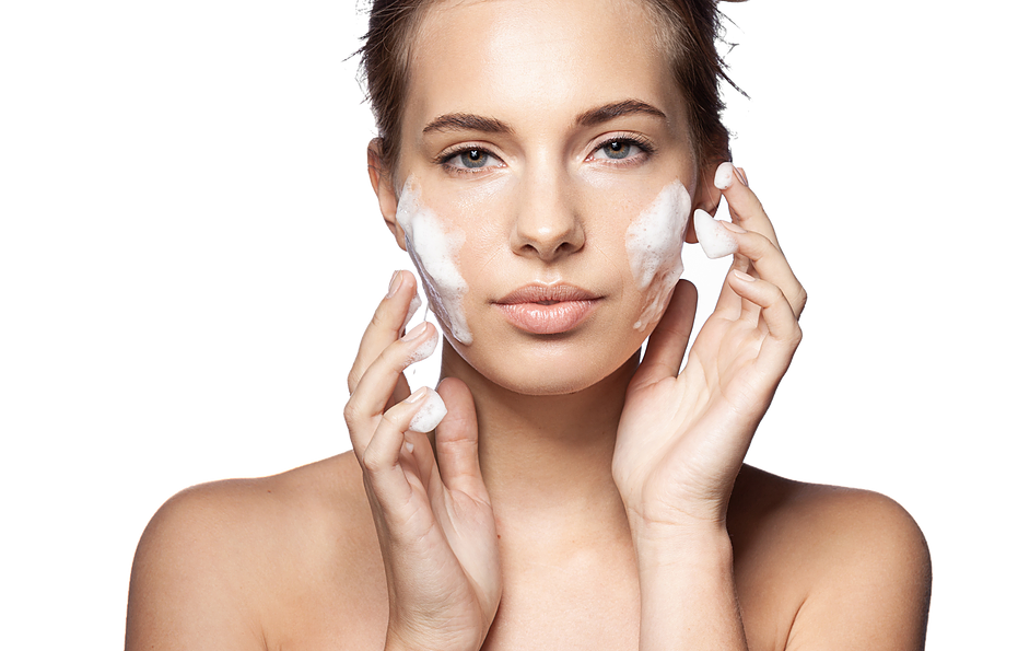 Woman using spa products